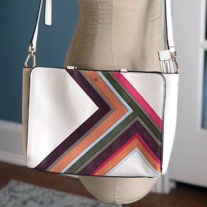 Tory Burch Robinson Ivory Multi-Stripe Tote / Crossbody | New without Tags